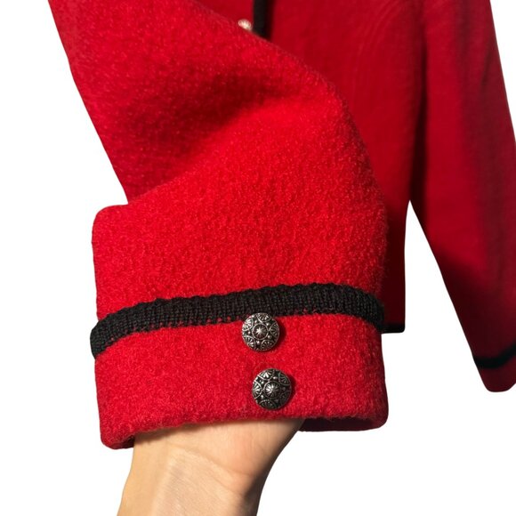 Vintage Tally-Ho Red Boiled Wool Cardigan – Size 12 - Picture 3 of 15